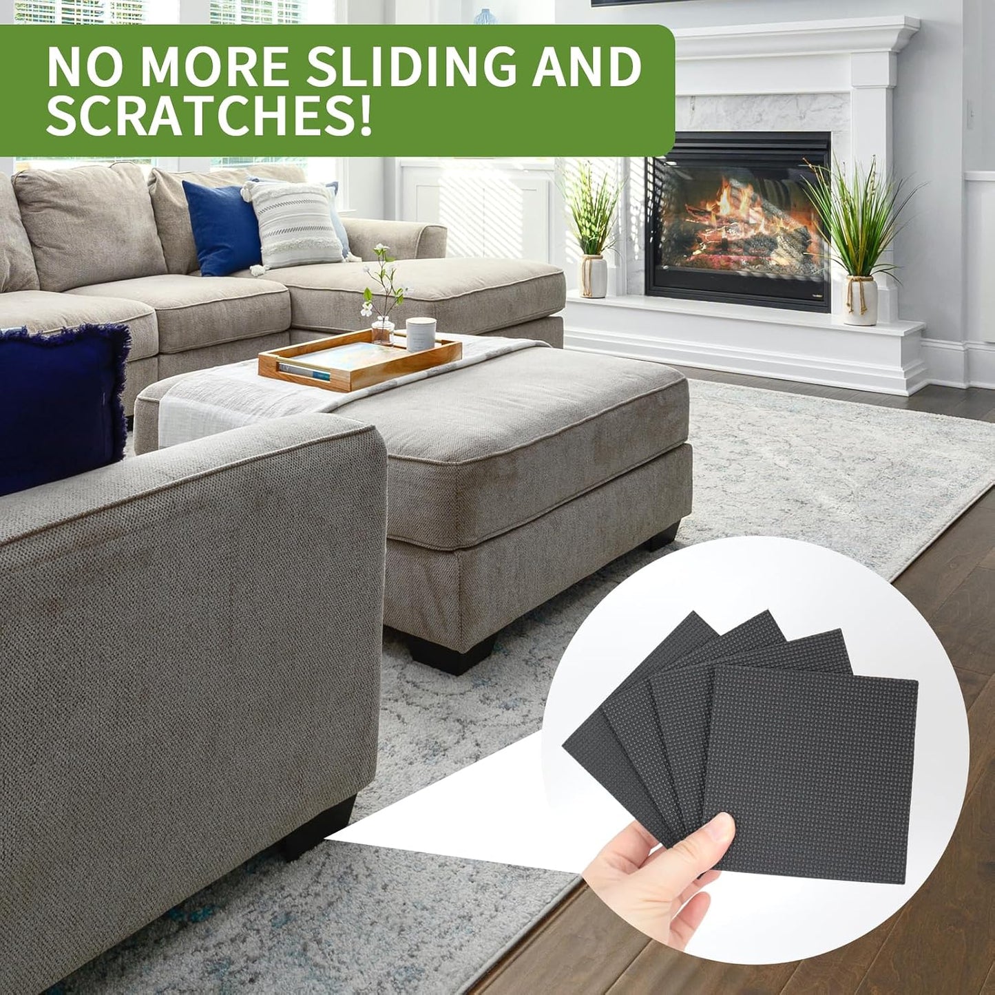 Non Slip Furniture Pads 36 PCS 1'' Square - Anti Slip Furniture Pads - Self Adhesive Rubber Feet Furniture Feet - Chair Leg Floor Protectors - Keep Furniture in Place