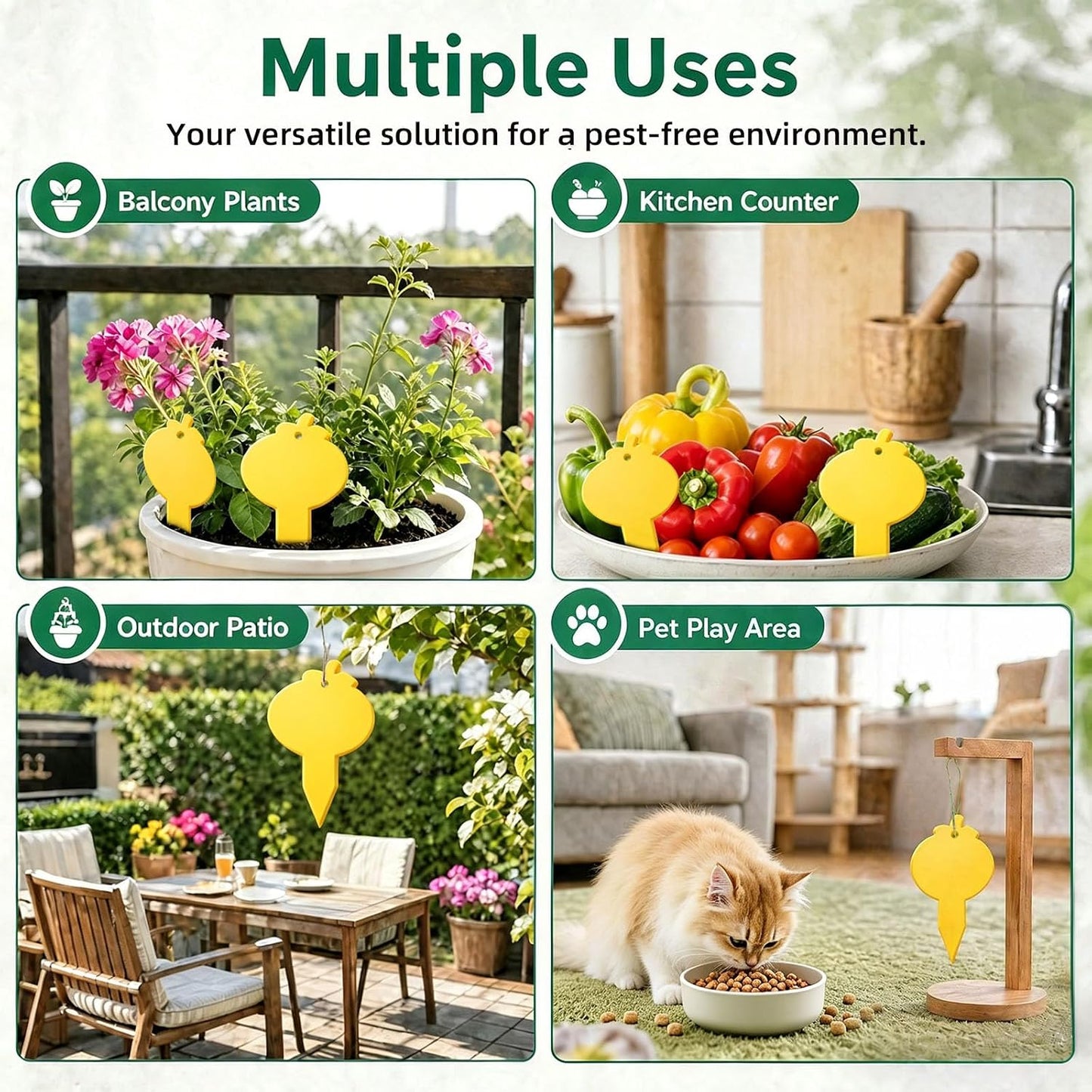 40 Pcs 5 Shapes Yellow Extremely Sticky Traps for Fungus Gnat, Fruit Fly, Fly, Whitefly, Flying Insect Catcher Traps for Houseplants, Kitchen, Indoor/Outdoor, Non-Toxic, Odorless, Pet and Kid Safe