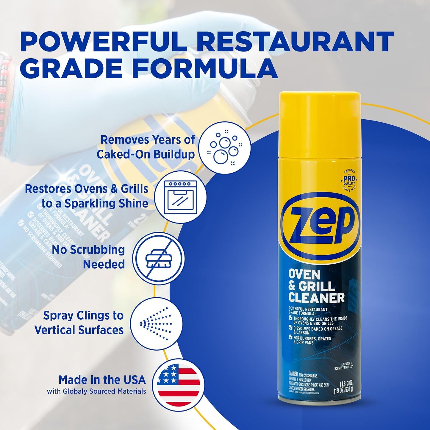 Zep Heavy-Duty Oven and Grill Cleaner - 19 oz (Case of 2) ZUOVGR19 - Dissolves Grease on Contact, on Burners, Grates and Drip Pans