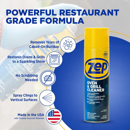 Zep Heavy-Duty Oven and Grill Cleaner - 19 oz (Case of 2) ZUOVGR19 - Dissolves Grease on Contact, on Burners, Grates and Drip Pans