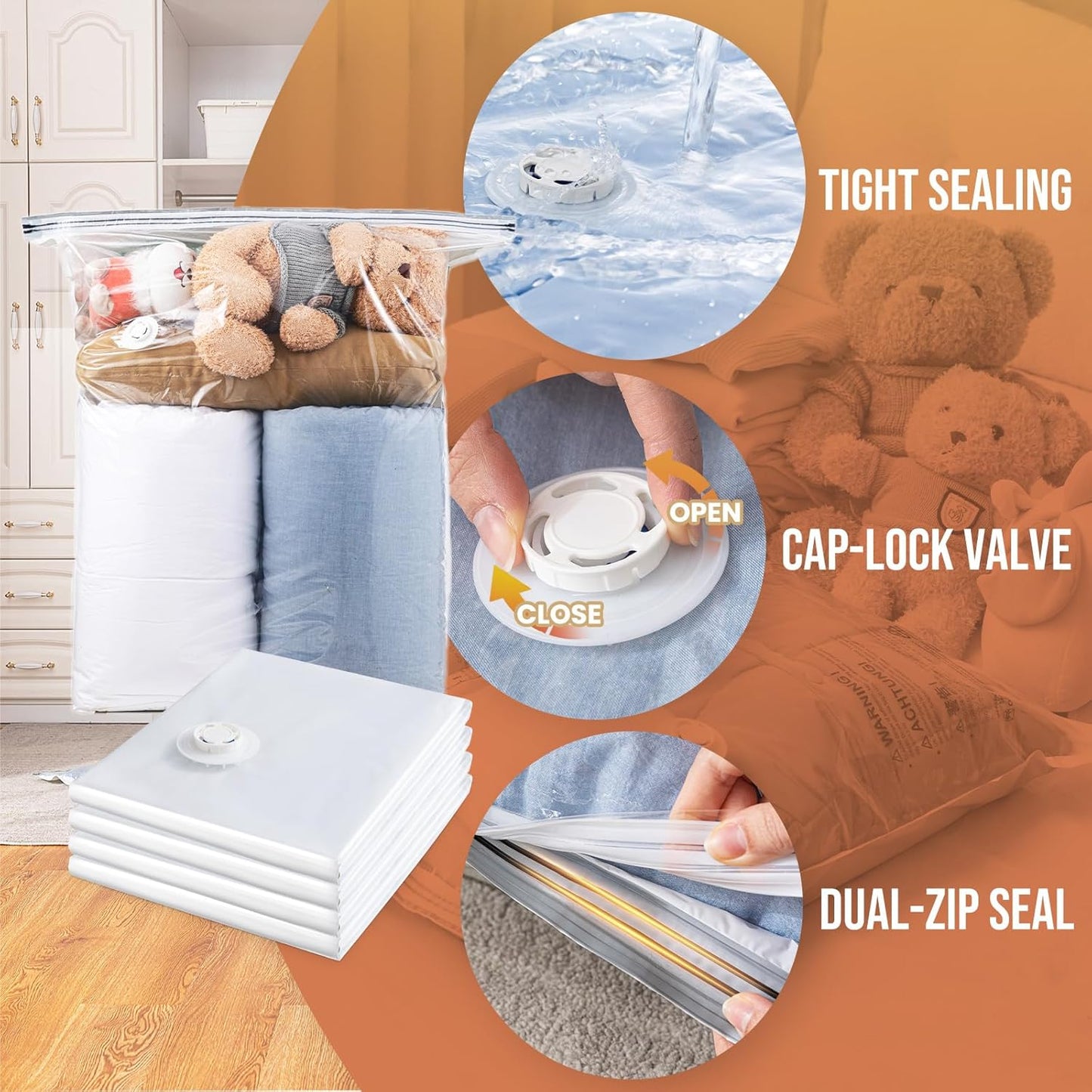 TAILI 8 Pack Vacuum Storage Bags, Jumbo Size (31×40 inch), Vacuum Seal Bags for Clothing, Bulky Bedding, Comforter, Blankets, Pillows, Space Saver Packing