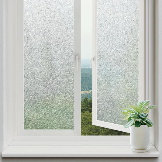 rabbitgoo Window Privacy Film Frosted Glass Film, Decorative Cling UV Sun Blocking Decals, Frosting Window Clings for Home Bathroom Door Coverings,17.5 X 78.7 inches