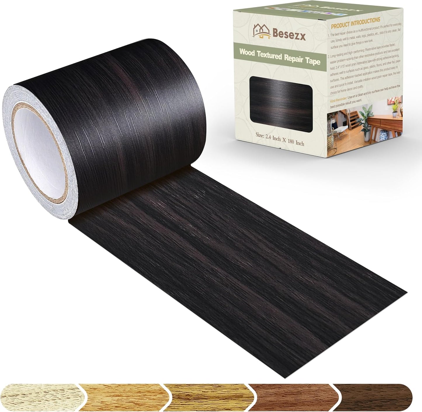 Besezx Wood Grain Repair Tape, 2.4" X15', Self Adhesive Wood Grain Repair Patch for Tables, Chairs, Baseboards, Doors, Windows, Floors, All Kinds of Furniture Renovation, Handicraft DIY. (Natural oak)