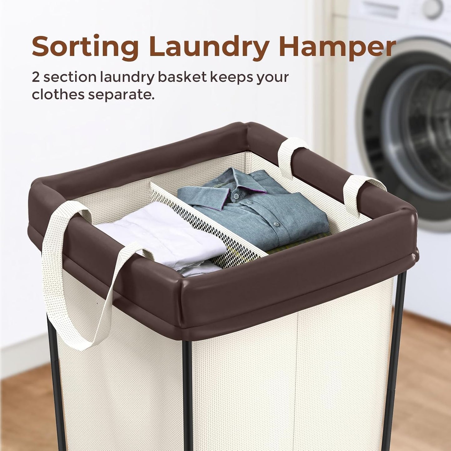 Mefirt 320L Laundry Hamper with Wheels, 3 Section Large Rolling Laundry Basket Bag with Wheels, Clothes Hamper Cart for Laundry, Bedroom, Bathroom and Dorm