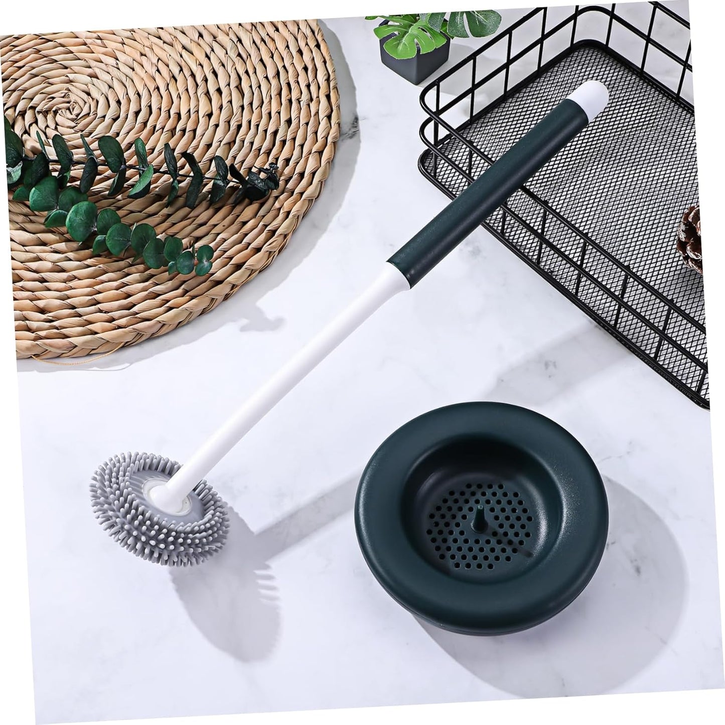 ULTECHNOVO 1 Set Toilet Brush with Holder Silicone Toilet Bowl Brush for Effortless Cleaning Quick Drying Design with Drainage Construction for Use