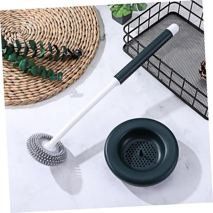 ULTECHNOVO 1 Set Toilet Brush with Holder Silicone Toilet Bowl Brush for Effortless Cleaning Quick Drying Design with Drainage Construction for Use