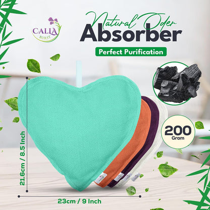 4 Pack Bamboo Charcoal Air Purifier Bags 200 Grams Each - Odor Absorber for Home, Car, Pets, Activated Charcoal Natural Freshener, Eco-Friendly & Reusable (Oval Shape)