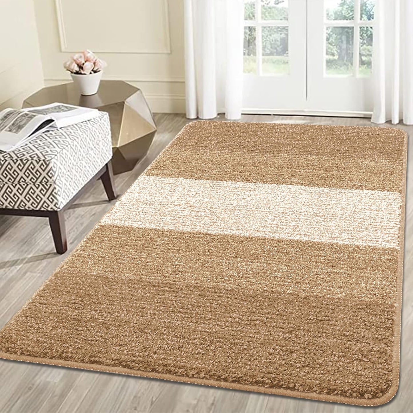 Kitinjoy Indoor Outdoor Door Mat, 32x20 Non-Slip Absorbent Dirt Trapper, Low-Profile Washable Inside Entrance Front Floor Mat, Sturdy Soft Entry Doormats for Entryway, Grey