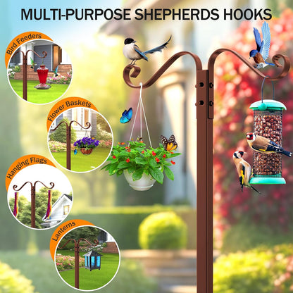 Garden Hose Holder for Outside - Upgraded Water Hose Holders with 5 Spikes & 2 Shepherds Hooks, Freestanding Hose Stand Heavy Duty Hose Hanger Hose Storage Hose Reel Rack for Outside Yard Lawn