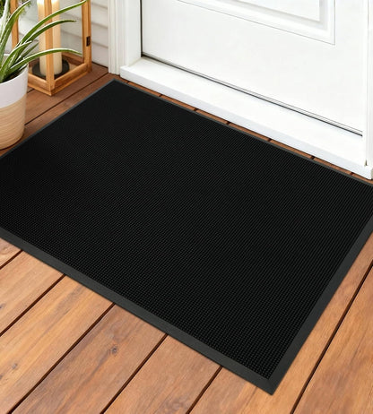 32x39 Rubber Front Door Mat Outside Entrance with Fingertip Scraper Design | Heavy Duty, Non-Slip, Dirt Trapping, Waterproof, Low-Profile, for Entryway
