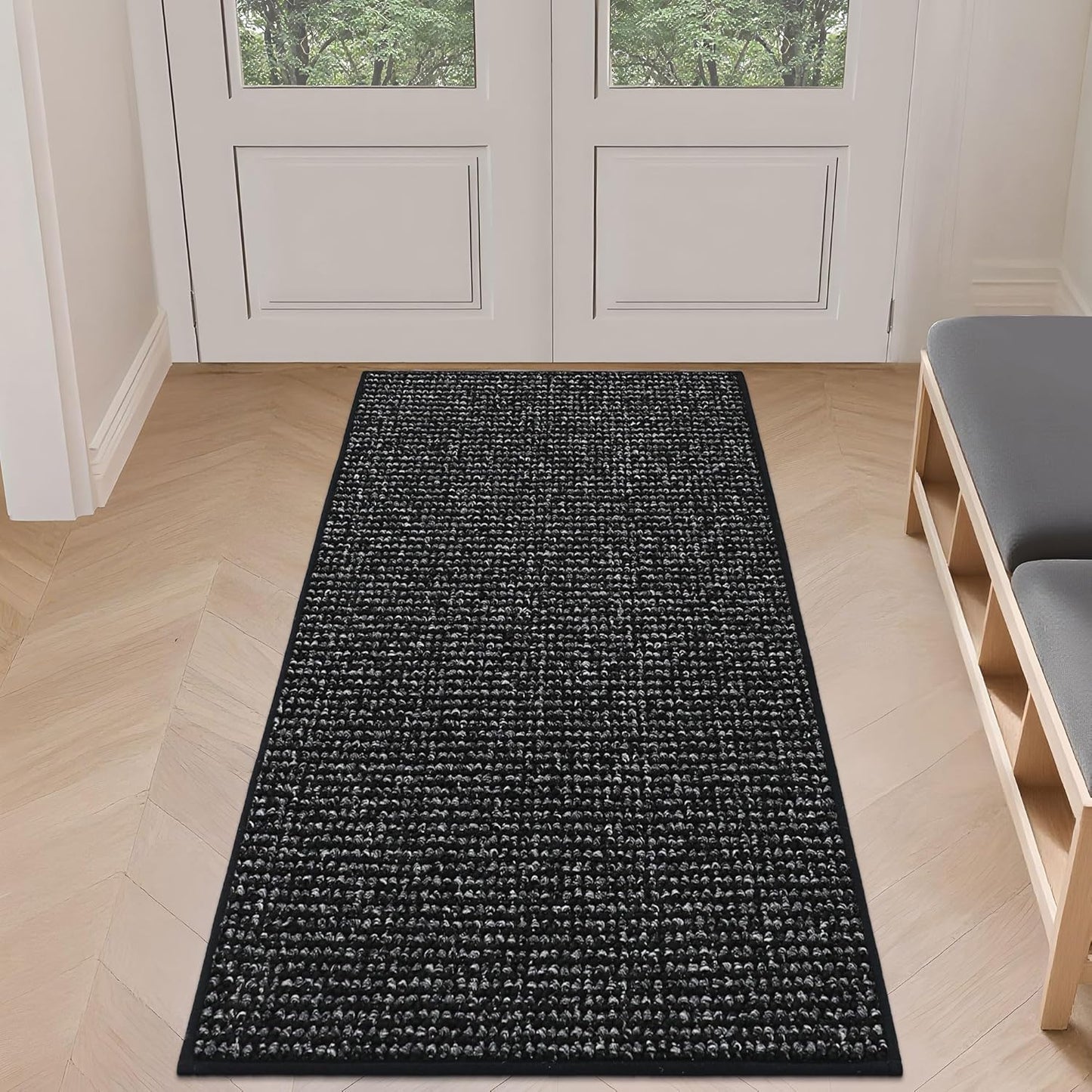 BEQHAUSE Dirt Trapper Door Mat 20" x 32", Non-Slip Washable Doormats Entrance Mat, Dirt Resistant and Absorbent Welcome Mat, Low Profile Floor Mats for Front Back Door and Entryway, Beige