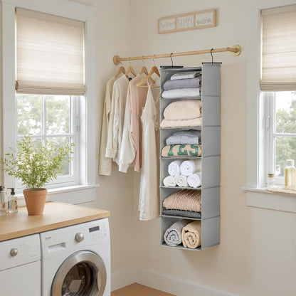 GRANNY SAYS 3-Shelf Hanging Closet Organizer and Storage, Collapsible Hanging Closet Shelves, Hanging Organizer for Closet & RV, Gray, 29 ½" H X 12" W X 12" D, 1-Pack