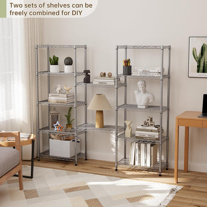 Golpart 4 Tier Adjustable Storage Shelves Metal Utility Shelf Wire Shelving Unit Organizer Rack for Home Kitchen Office Bathroom Pantry Room 12" D x 18" W x 44" H