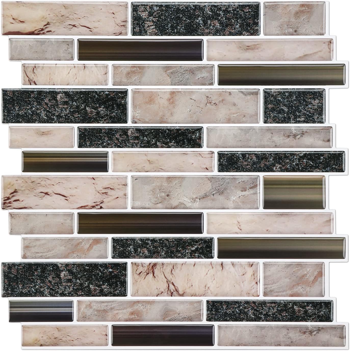 STICKGOO Thicker Design Peel and Stick Tile Backsplash, 12”×12” Stick on Backsplash for Kitchen, Self Adhesive Tile Stickers for Kitchen Backsplash and Bathroom(10 Sheets, Vintage Stone)