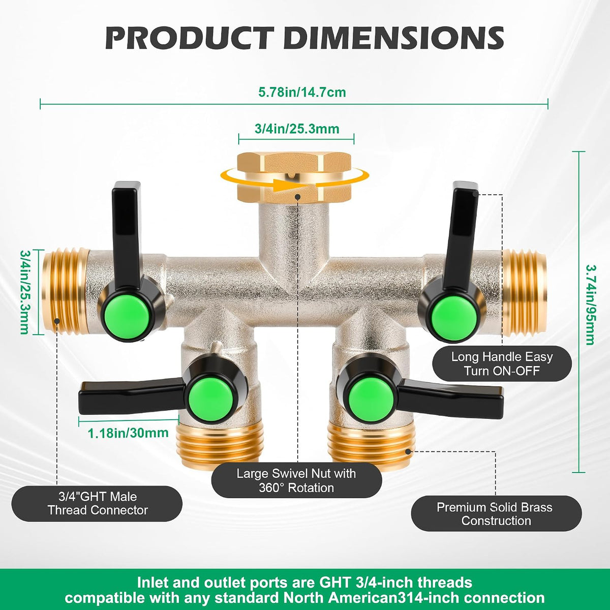 Love Is War 2 Way Hose Splitter Garden Water Faucet Spigot Splitter | Standard 3/4 inch GHT thread fits all common outdoor spigots and hoses