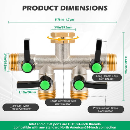 Love Is War 2 Way Hose Splitter Garden Water Faucet Spigot Splitter | Standard 3/4 inch GHT thread fits all common outdoor spigots and hoses