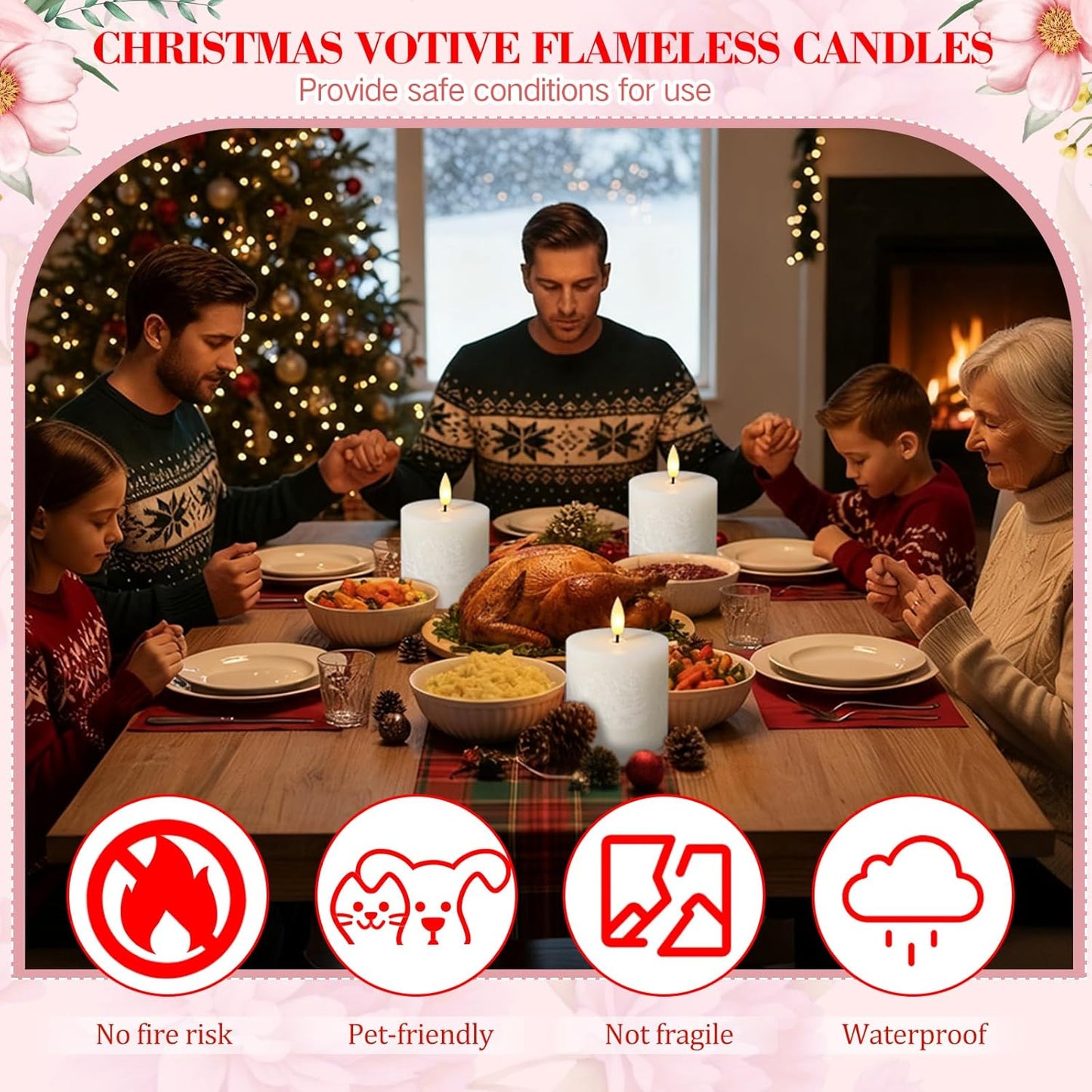 Retisee Valentine's Day Flameless Pillar Candles Set of 3 Battery Operated Candle with Remote Control Timers Real Wax Flat Top Flickering Small LED Candles for Valentine Decor Dinner(Ivory,3x3 Inch)