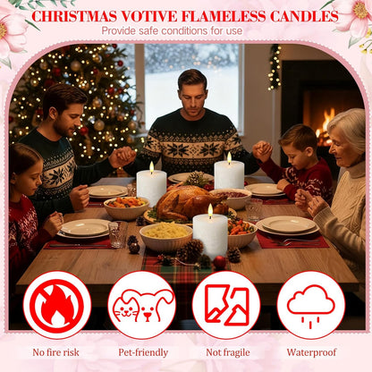 Retisee Valentine's Day Flameless Pillar Candles Set of 3 Battery Operated Candle with Remote Control Timers Real Wax Flat Top Flickering Small LED Candles for Valentine Decor Dinner(Ivory,3x3 Inch)