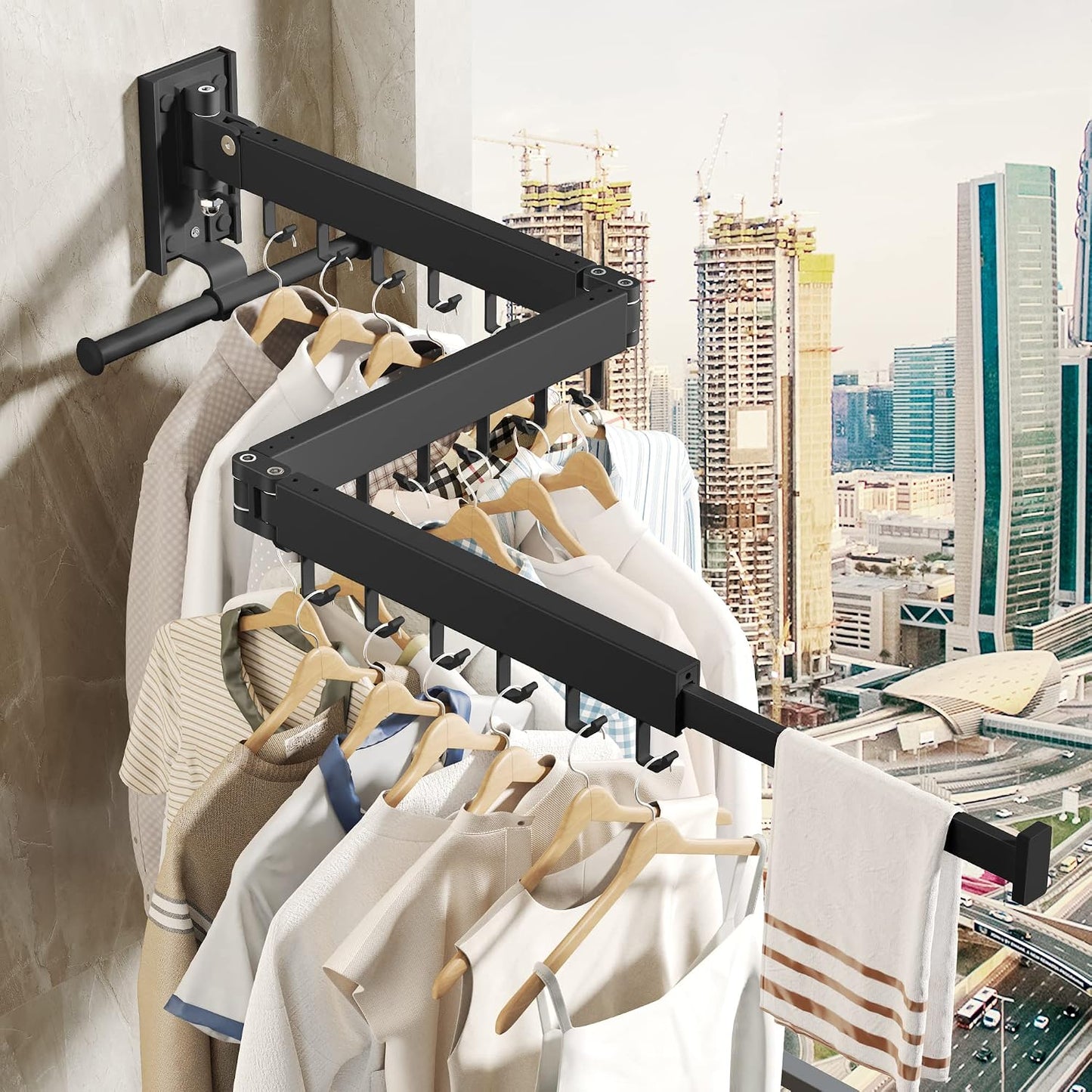 Clothes Drying Rack Wall Mounted,Drying Rack Clothing,Laundry Drying Rack Wall Mount,Collapsible Drying Racks for Laundry,Retractable,Foldable,Clothes Hanger Rack,Clothes Dryer Rack,White Color