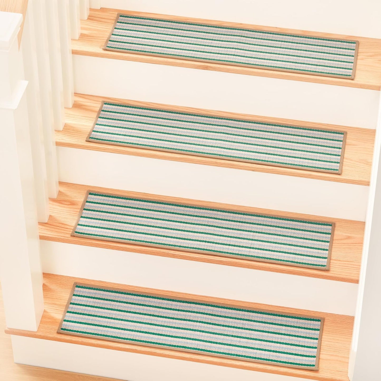 MBIGM 8" X 30" (15 in Pack) Non-Slip Carpet Stair Treads Non-Skid Safety Rug Slip Resistant Indoor Runner for Kids Elders & Pets with Reusable Adhesive - Dark Gray Diamond Weave