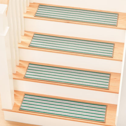 MBIGM 8" X 30" (15 in Pack) Non-Slip Carpet Stair Treads Non-Skid Safety Rug Slip Resistant Indoor Runner for Kids Elders & Pets with Reusable Adhesive - Dark Gray Diamond Weave