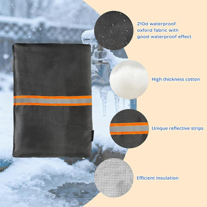 Outdoor Faucet Cover for Winter Freeze Protection with Reflective Strip, Reusable &Waterproof Water Faucet Insulation Wrap for Garden & Yard