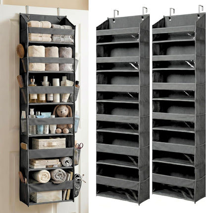 HOMELUX THEORY UPGRADED 6 Tiers Over The Door Organizer Hanging - 100D EXTRA THICK & 50lbs HUGE CAPACITY, 12 Side Mesh Pockets Over The Door Shoe Organizer, Hanging Closet Organizer (Ivory, 1pc)