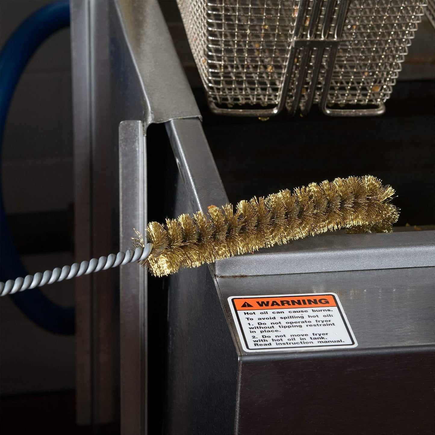 Deep Fryer Cleaning Brush – L-Shaped High-Temp Commercial Kitchen Tool - Heavy Duty Brass Bristles - Heat Resistant to 750F for Food Debris - Deep Fryer Cleaner - Made in USA by FryOilSaver Co. B53C