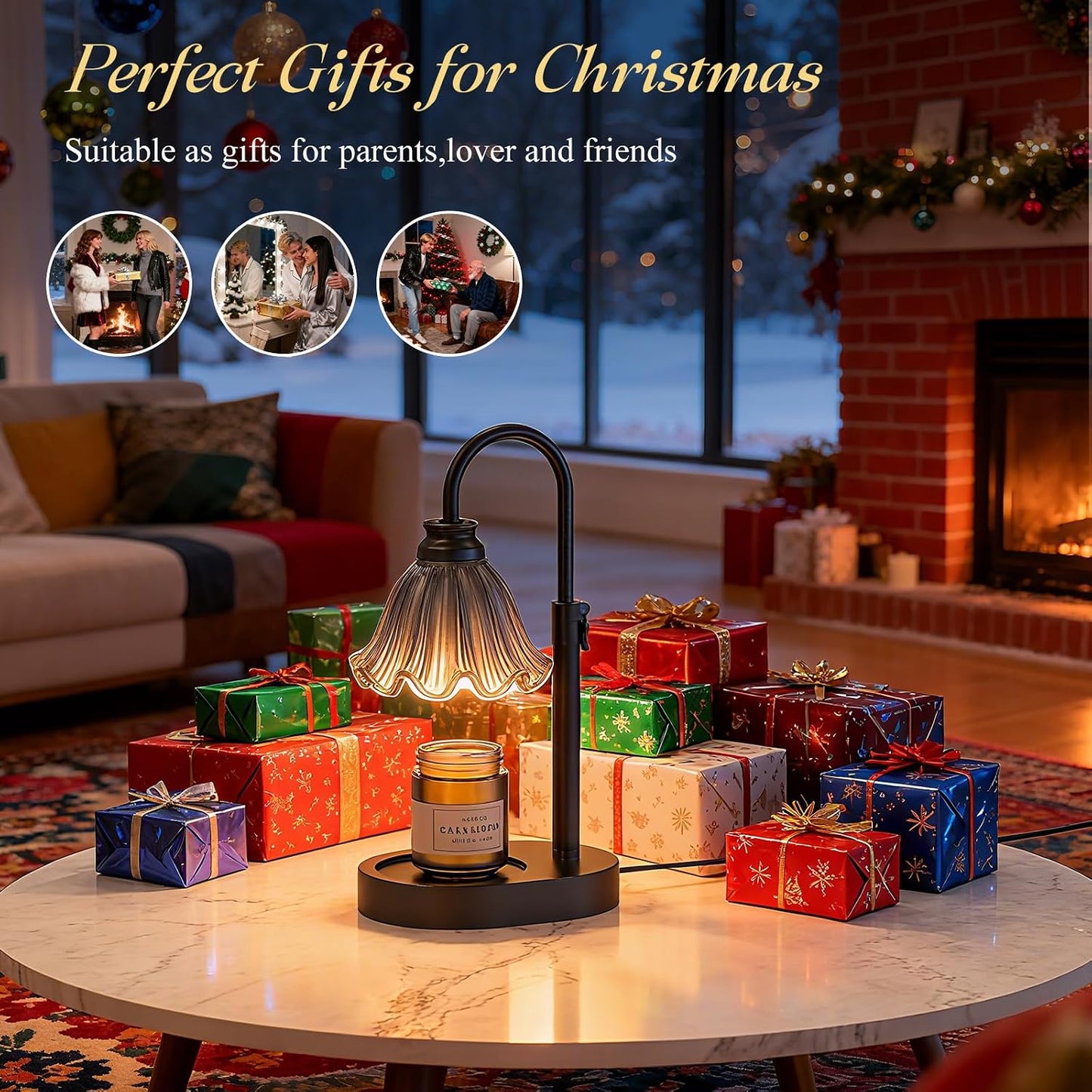 Candle Warmer Lamp with Adjustable Height - Flameless 4-Level Dimmable Wax Warmer, Timer Function & Stylish Design in Multiple Colors (Green)