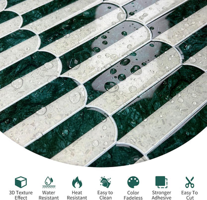 10-Sheet Upgraded Thicker Peel and Stick Kitchen Backsplash Tiles | Waterproof Self-Adhesive Vinyl Wall Tile Stick on Backsplash for Kitchen,Bathroom,Fireplace and RV(Sage Green,12"×12")