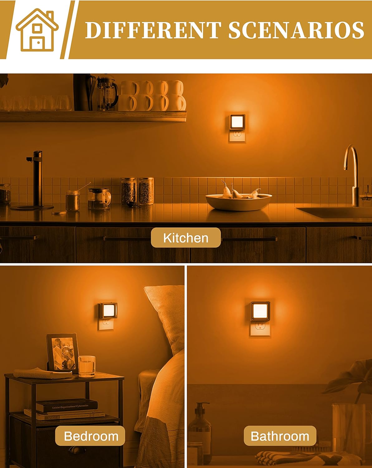 DORESshop LED Night Light, Night Lights Plug Into Wall [2 Pack] with Dusk-to-Dawn Sensor, Dimmable Nightlights, Adjustable Brightness for Bathroom, Hallway, Bedroom,Kids Room,Stairway,Soft White