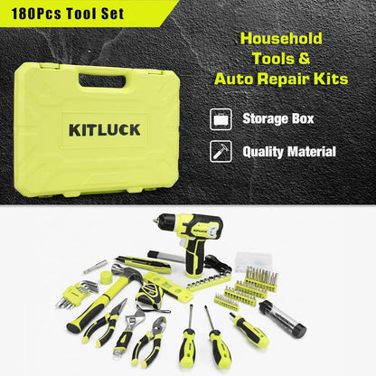 KITLUCK 138-piece Home Tool Kit, Household Hand Repair Tool Set for men, Portable Basic Tool box Set with Tools (Screwdriver, Plier, Wrench, Socket, Harmer, Rule, etc.) for Home and Car