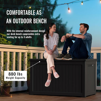 DRATO 180 Gallon Outdoor Storage Box, Large Waterproof Deck Box, Lockable Resin Storage Container with Reinforced Support for Patio Cushions, Garden Tools, UV-Resistant Outdoor Chest（Black，180 Gallon）