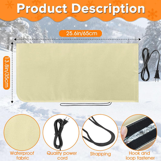 Heated Outdoor Faucet Covers for Winter Freeze Protection, 25.6" x 13.8" Outdoor Faucet Heating Cover, Reusable Waterproof Spigot Cover Winter Insulated Long Faucets Sock for Outside Faucet Hydrant