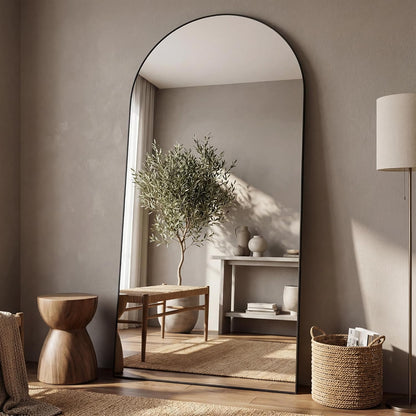 Antok 58" x19” Arched Full Length Floor Mirror, Gold Aluminum Frame, Free Standing/Wall Mount/Leaning for Bedroom, Living Room, Dressing Room
