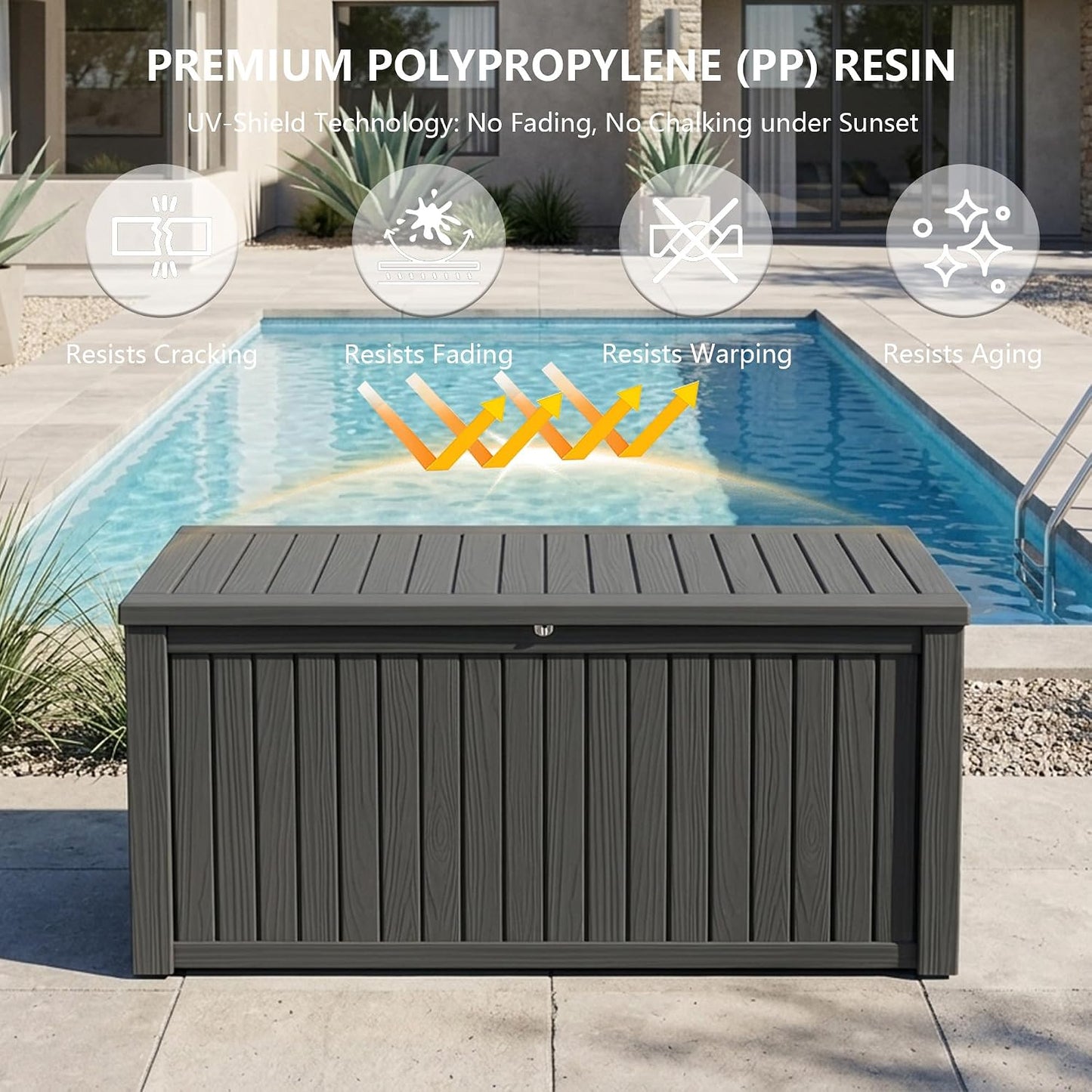 Outdoor Storage Box, 320 Gallon Waterproof Deck Box [Upgraded 3.0], Dual Gas-Spring Ultimate Resin Organizer for King Cushions, Heavy-Duty Lockable Estate Storage Bench, Backyard BBQ, Black