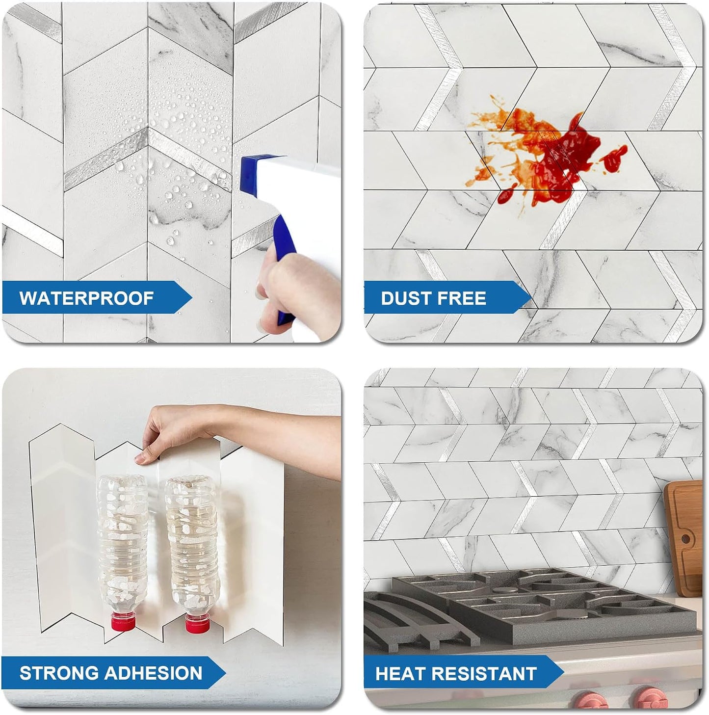 MOFIT Peel and Stick Backsplash for Kitchen,3D Wall Panel Peel and Stick Tile Self Adhesive Backsplash for Bathroom Tile Stickers Diamond (5Sheets,Blue Green Gray)