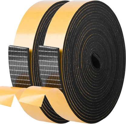 Kikerike Self Adhesive Foam Tape Weatherstrip 1/2In x 1/4In x 16.5Ft High Density Foam Insulation Strips Seal Weather Stripping with Strong Adhesive for Door and Window Sound Isolation Soundproofing