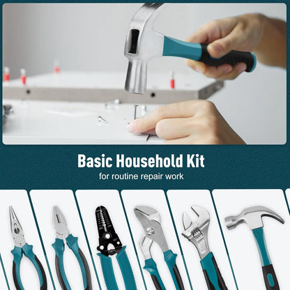 Sundpey Home Tool Kit 281-PCs - Portable Complete Basic Repair General Hand Tool Sets for Men Women - Full Tool Set with Socket Wrench Set & Screwdriver Set & Metric Hex Key & Pliers & Tool Box Case
