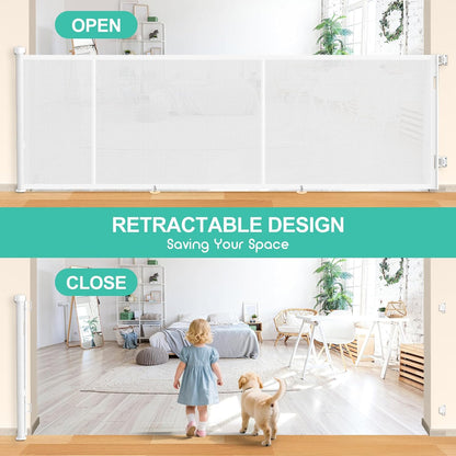 71 inch Retractable Baby Gates, EZIGO Extra Wide Baby Gate for Large Opening Extra Long Mesh Gate for Kids or Pet Dog Gate Child Safety Gate for Stairs Hallways Doorway Indoor Outdoor, Gray