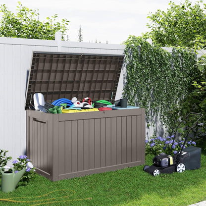 60 Gallon Outdoor Waterproof Storage Box, UV Resistant Resin Deck Box with Built-in Handle, Outdoor Storage Container for Patio Furniture, Garden Tools, Patio Cushions, Black