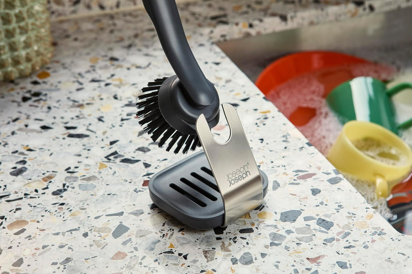 Joseph Joseph SinkTech Dish Brush with Replacement Head, Durable Bristles, Easy to Replace