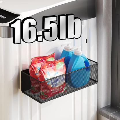 Magnetic Shelf for Washing Machine, Washer Dryer Shelf, Magnetic Lint Bin for Laundry Room, Spice Rack, Magnetic Basket Organizer for Laundry Kitchen, 1 Pack (White, 10.63''L*4.72''W*3.03''H)