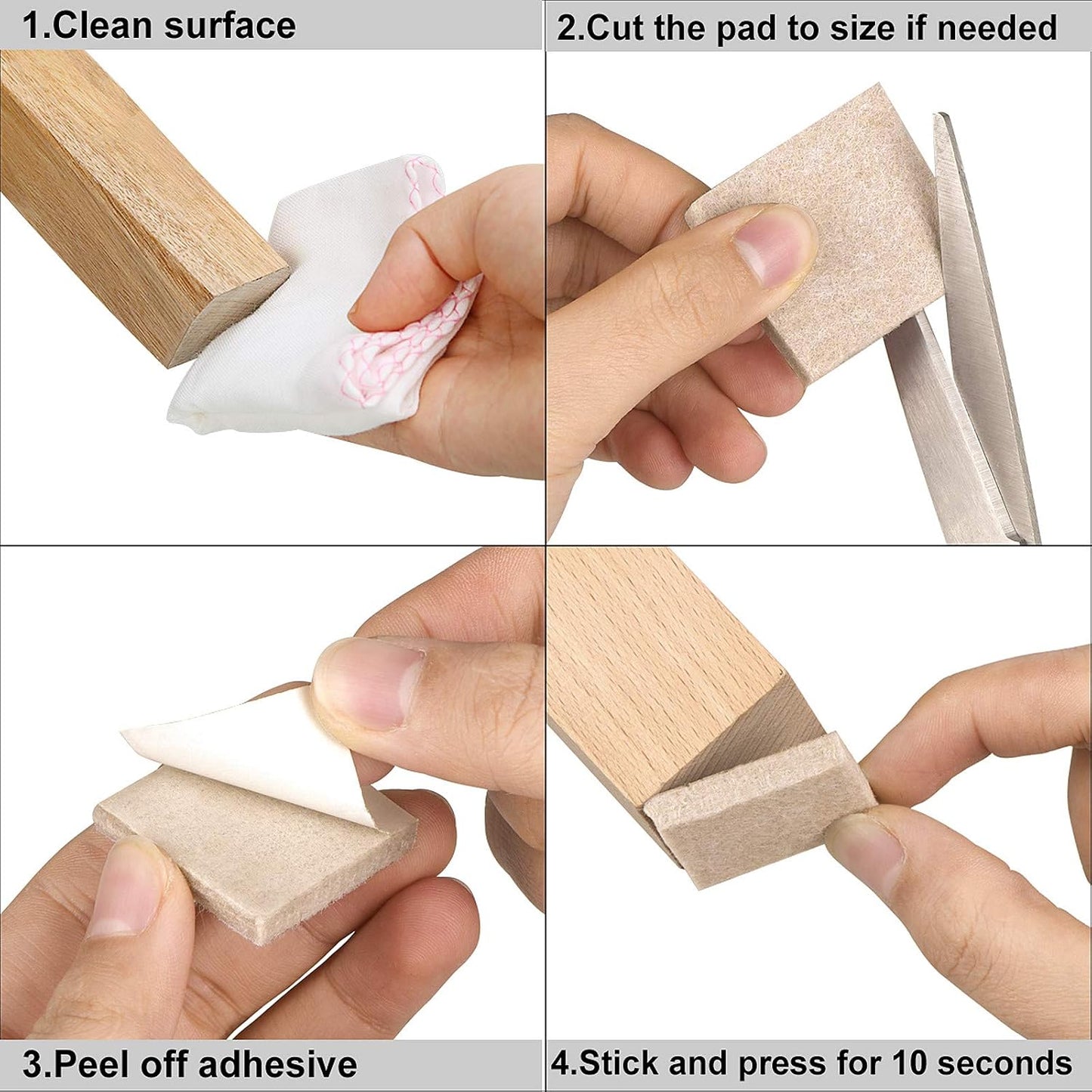 Felt Furniture Pads 300 Pieces, Furniture Pads for Hardwood Floors, Felt Pads for Chair Legs Furniture, Floor Protectors for Furniture Black