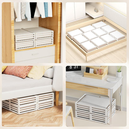 Wisuce 2 Packs Bamboo Under Bed Storage Organizer with Wheels White Small | 360° Lockable Wheels,120lbs Load Capacity, Multi-scene ,Dustproof Clear Storage Bag, Large Capacity,Easy Quick Assembly