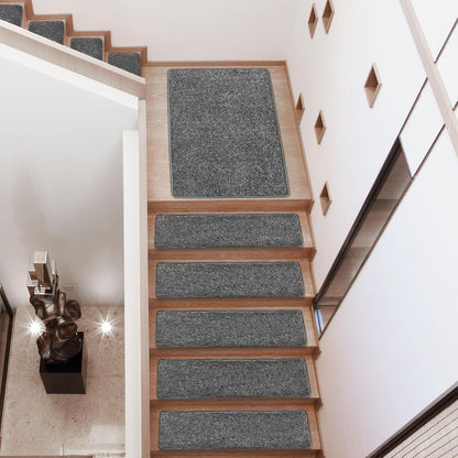 PURE ERA Carpet Stair Treads Tape Free Non Slip Indoor Stair Carpet Stair Protectors Pet-Friendly Non-Slip Skid Resistant Washable Reusable 8" x 30"(2 Pieces,Black)