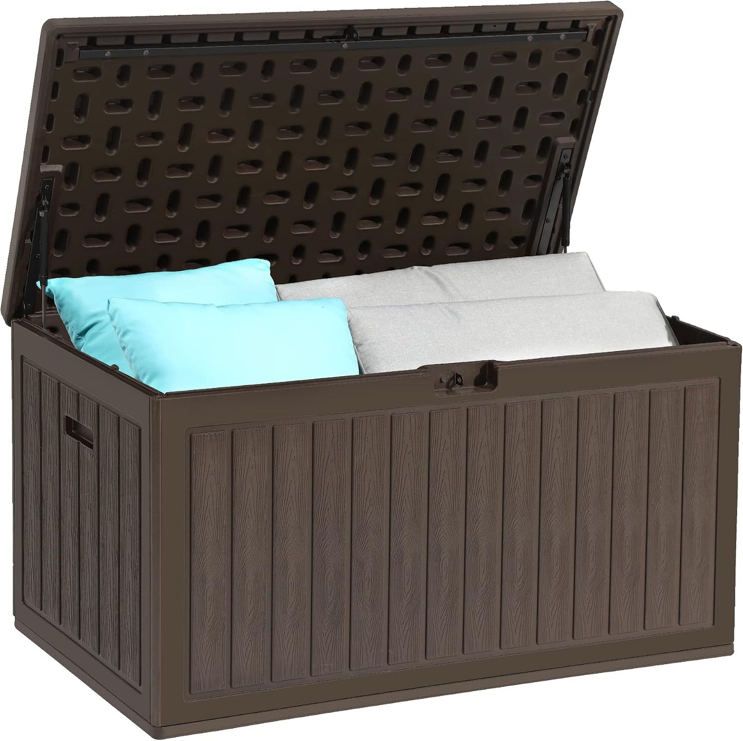 YITAHOME 100 Gallon Large Outdoor Deck Box | Waterproof Resin Storage Box, Lockable Indoor Outdoor Storage Container for Patio Furniture Cushions, Pool Accessories