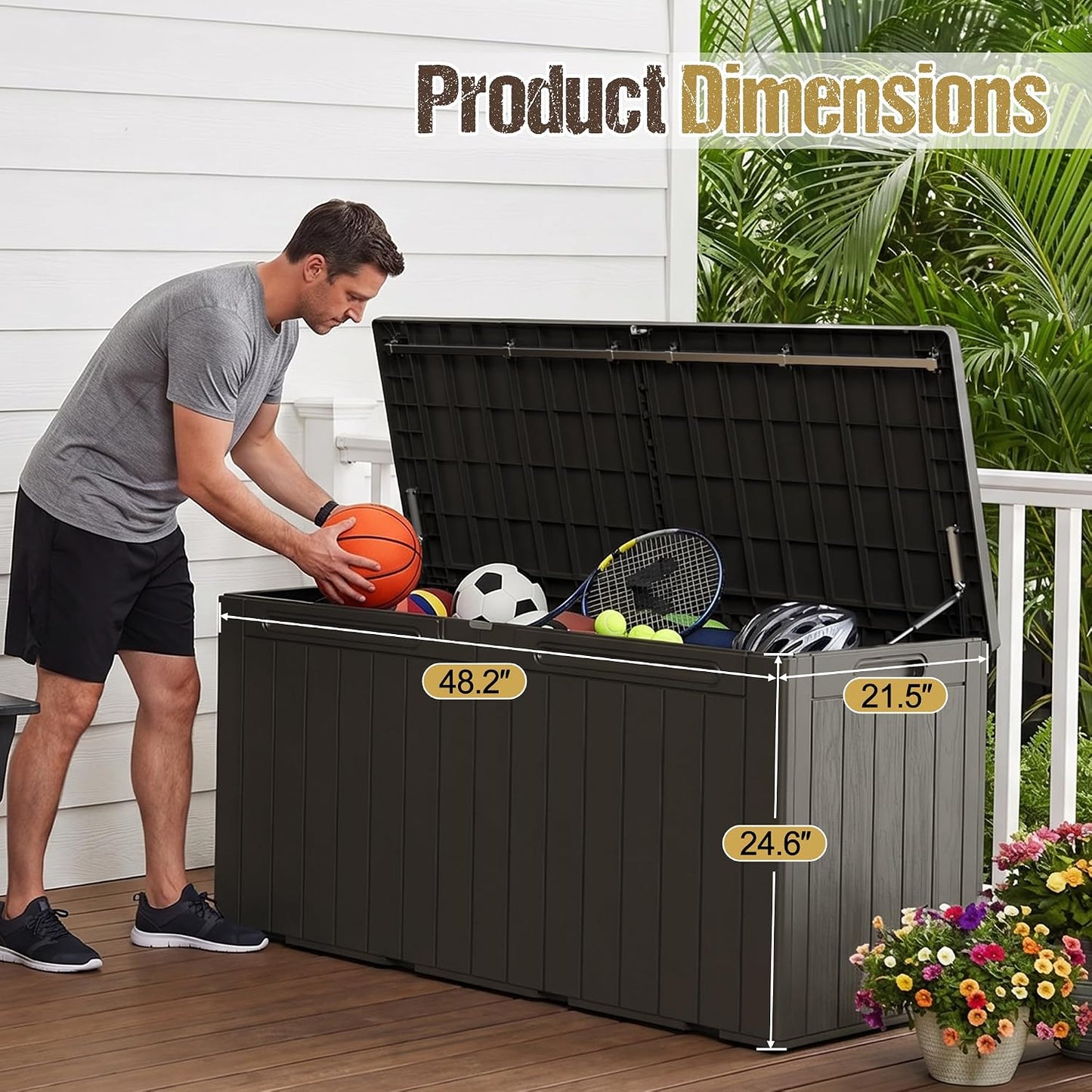 32 Gallon Deck Box Outdoor Indoor Waterproof Storage Box for Patio Furniture, Pool Accessories, Garden Tools, and Cushion Storage, Black