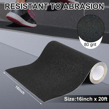 Watersay 8 Inch x 20 ft Anti Slip Traction Tape Waterproof Clear Non Skid Tape Durable Grip and Friction Stair Non Slip Strips Abrasive Adhesive for Stairs Steps Ramp Outdoor Indoor