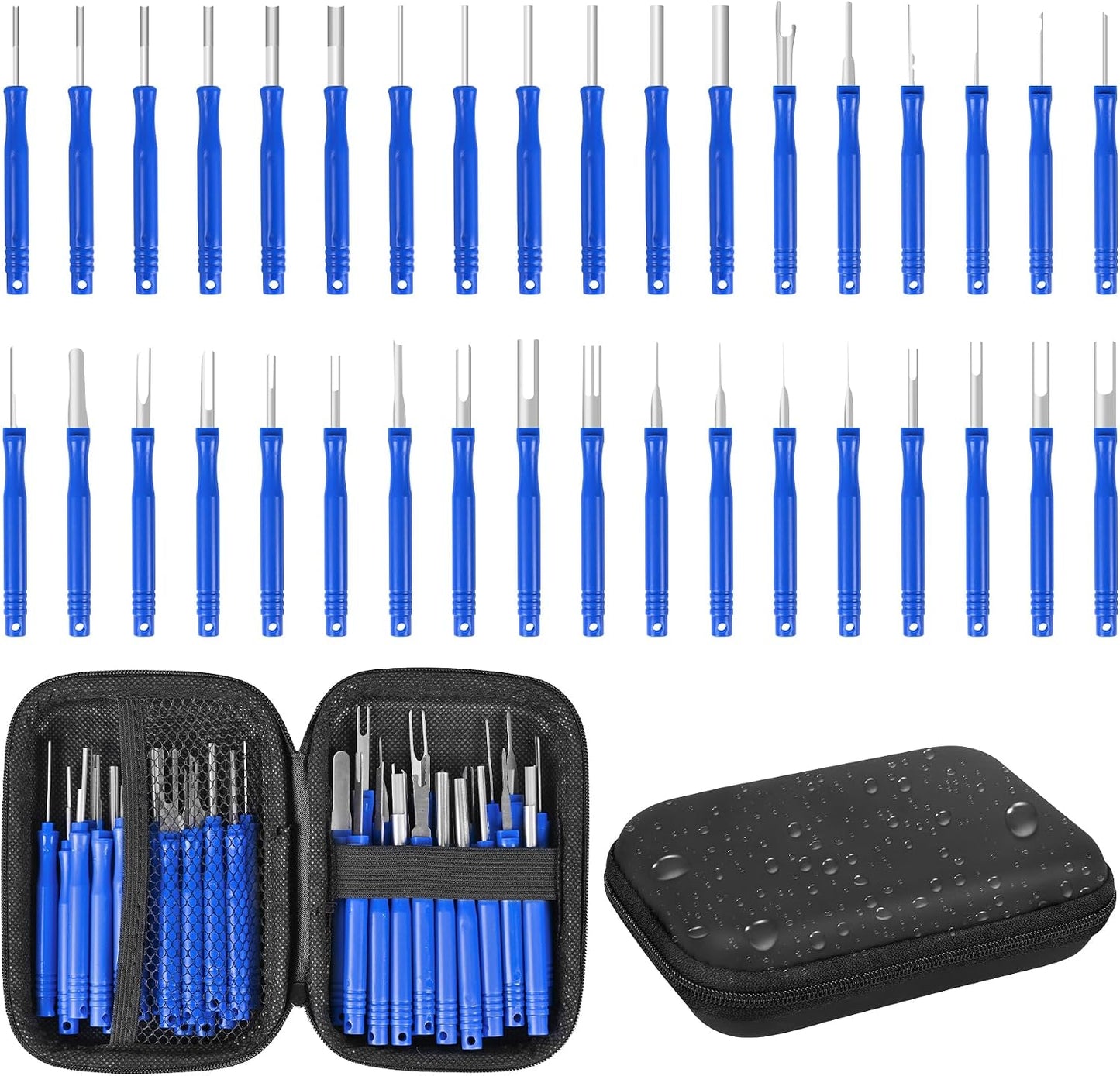 Terminal Pin Removal Tool Kit 82 Pcs Depinning Electrical Connector Pin Extractor Tool Set Wire Terminal Release for Automotive Car Household Devices - Black